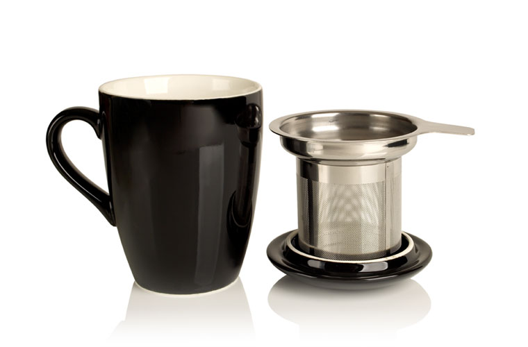 porcelain cup and infuser (black) porcelain cup and infuser (black)