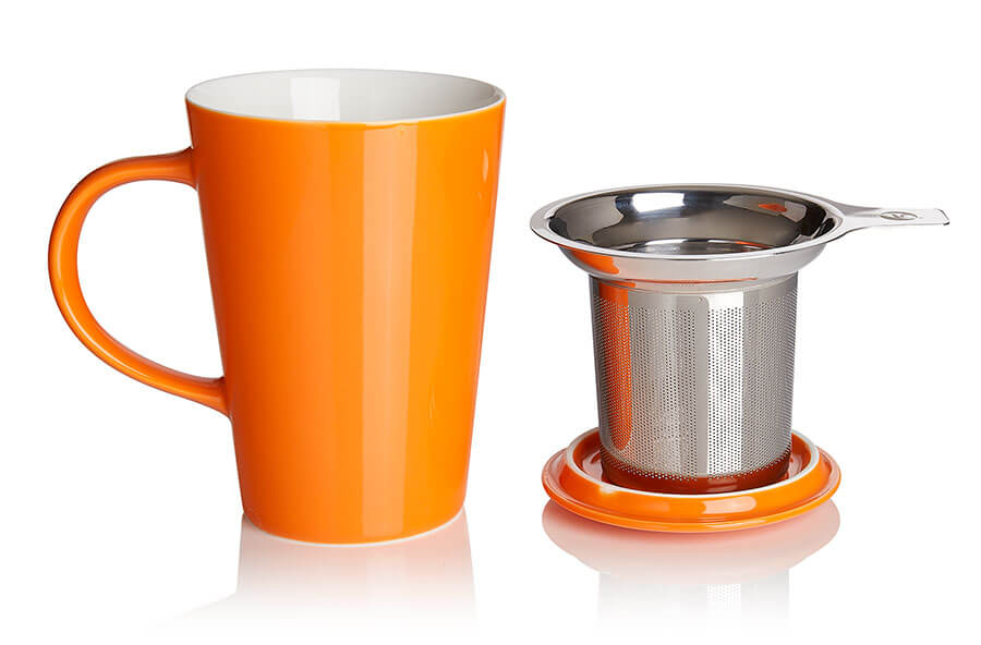 porcelain cup and infuser (orange) porcelain cup and infuser (orange)
